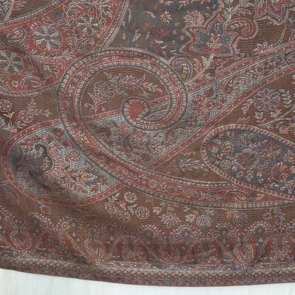 Brown Paisley Pashmina Shawl Scarf Bohemian Floral Jacquard Wrap Eyelash Fringe